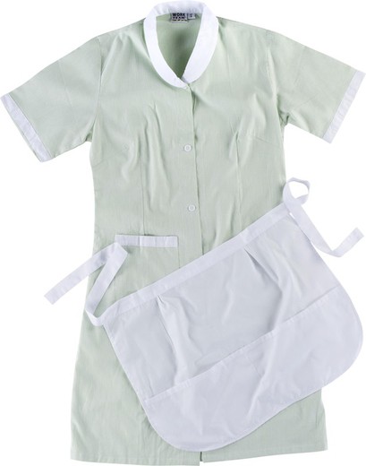 Bata de manga corta con botones y un bolso Verde Claro / Blanco