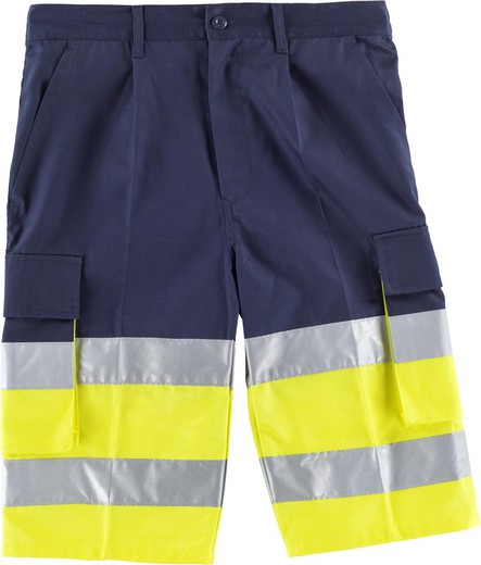 Bermudashorts kombiniert mit zwei reflektierenden Bändern Navy Yellow AV