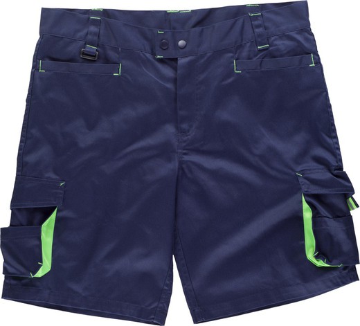 Bermuda line 6, multi-pocket with elastic on the sides Navy Green Fluorine