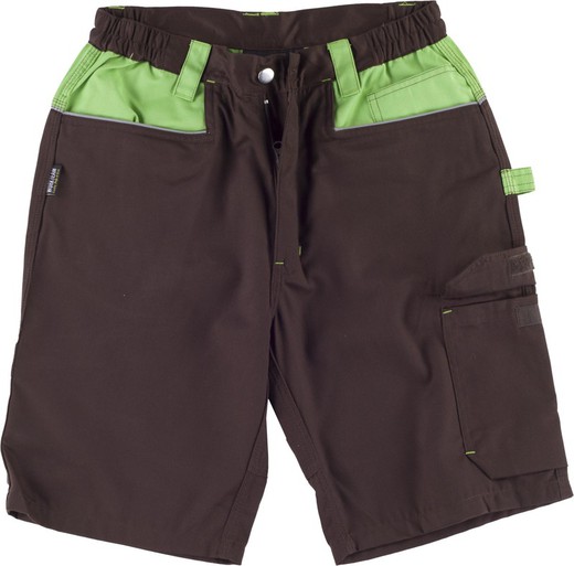 Bermuda multi-pocket with reinforcement in collar Brown Green Lime