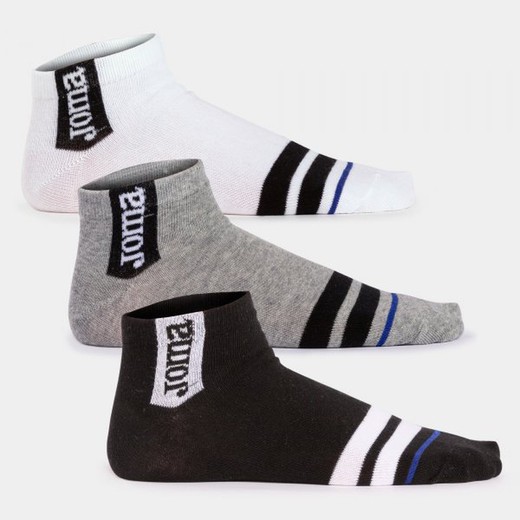 Chaussettes Beta Blanc Mélange Gris Noir