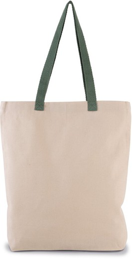 Shopping bag with gusset and contrasting handle