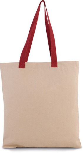 Flat canvas shopping bag with contrasting handle