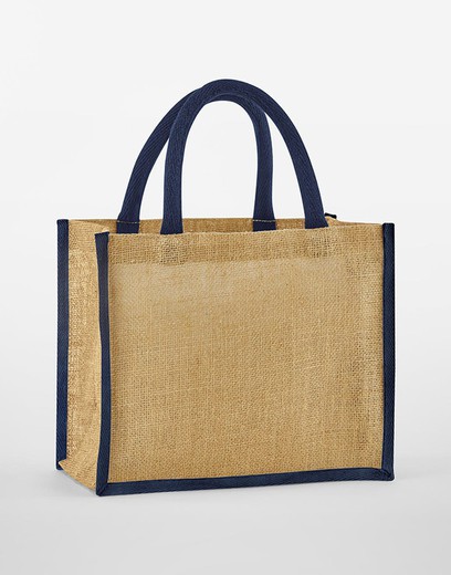 Bolsa tote Midi de yute almidonado natural