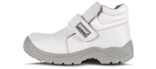 Microfiber boot without laces, special feeding Anti-impact steel toe cap White