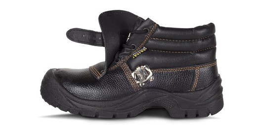 Waterproof leather boot with buckle Dual-density PU sole Black steel toecap and insole