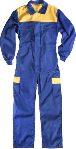 Jumpsuit with combined yoke, nylon zippers, two leg bags with combined flaps Azulina Yellow