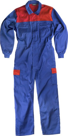 Jumpsuit with combined yoke, nylon zippers, two bags on legs with combined flaps Azulina Red