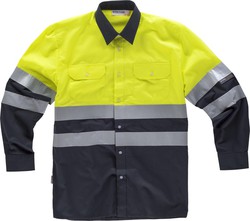 AV Combo Shirt mit reflektierenden Bändern, Langarm Navy Yellow AV