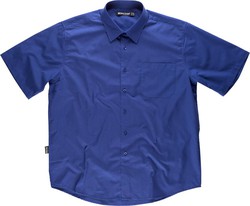 Azulina camisa de manga curta com uma bolsa no peito