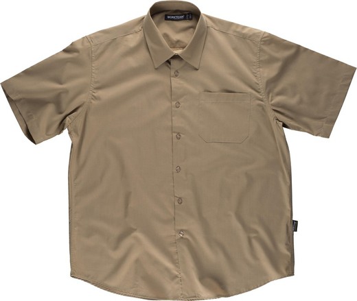 Short-sleeved shirt with a chest bag Beige