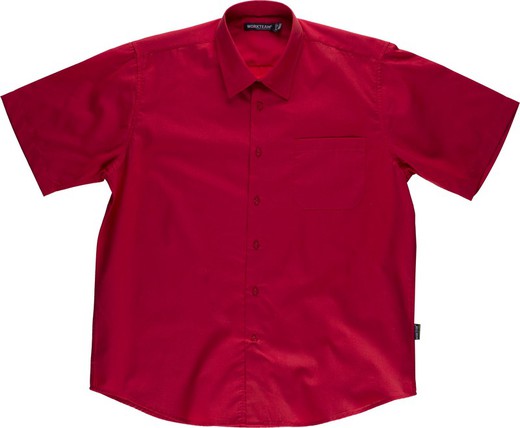 Short-sleeved shirt with a chest bag Red