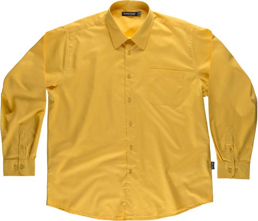 Camisa de mangas compridas com bolsa no peito Amarelo