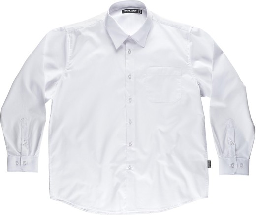 Camisa de mangas compridas com bolsa no peito Branco