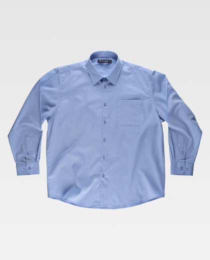 Camisa de mangas compridas com uma bolsa no peito azul claro