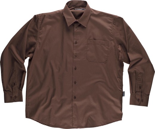 Long-sleeved shirt with a chest bag Brown