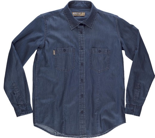 Denim shirt for women long sleeve with pockets on the chest and yoke on the back Denim