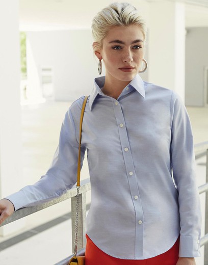 Camisa Oxford de manga comprida para mulher