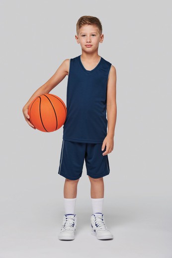 Camiseta sin mangas y cuello pico de baloncesto para niño