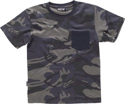 Camisa de manga curta camuflada combinada com preto Camuflagem Cinza Preto