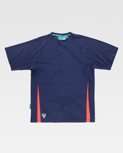 Camiseta combinada de manga corta en tejido técnico Marino / Rojo