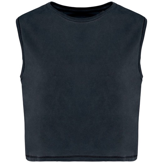 Eco-friendly ladies sleeveless crop t-shirt