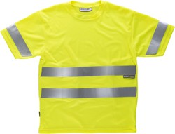 Camiseta cuello caja manga corta cintas reflectantes Amarillo