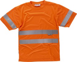 T-shirt à col rond, manches courtes, bandes réfléchissantes EN ISO 471: 2013 Orange AV