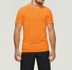 Camiseta esportiva 1/4 Zip manga curta unissex