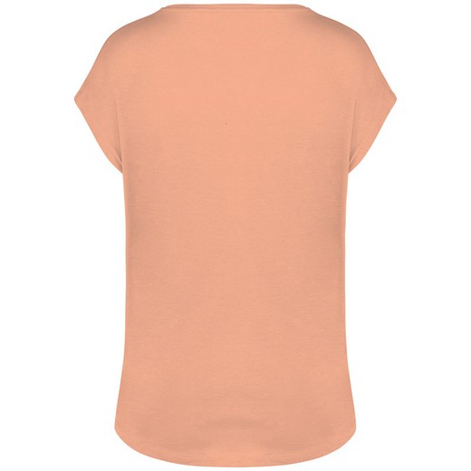 Camiseta ecorresponsable holgada con cuello de pico mujer