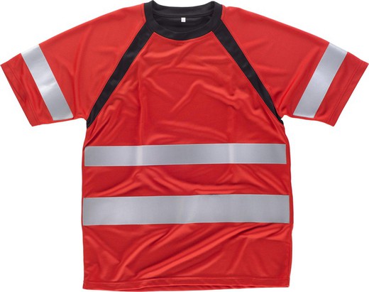 Kurzärmliges kombiniertes Hemd Reflektierende Bänder Rot Schwarz