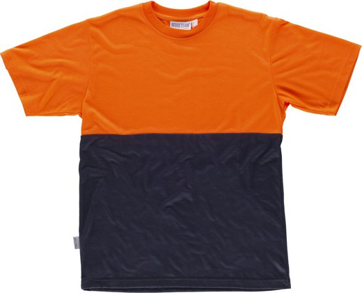Camiseta manga corta combinada sin bolsillos Marino / Naranja