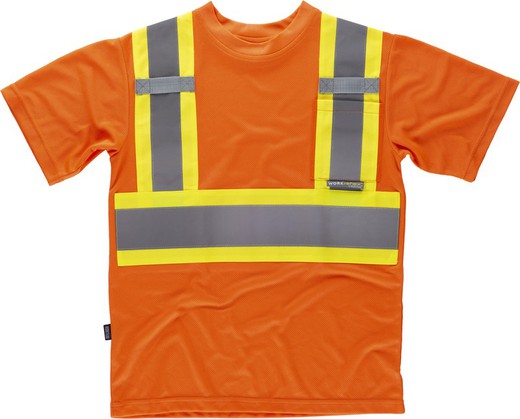 Kurzarm-T-Shirt mit kombinierten reflektierenden Bändern Orange AV Yellow AV