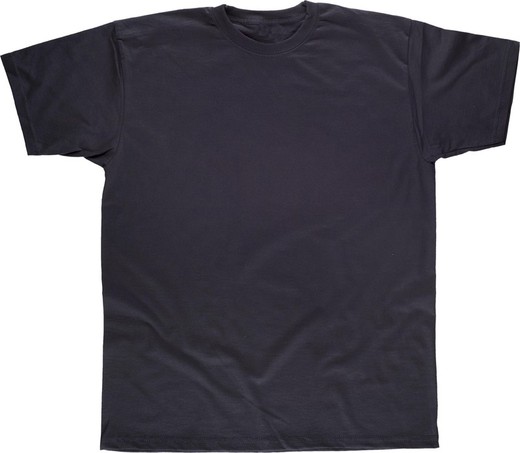 Kurzarm T-Shirt, Box Neck, Baumwolle Schwarz