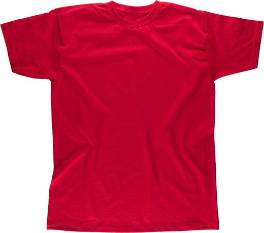 Camiseta manga corta, cuello caja, algodón Rojo