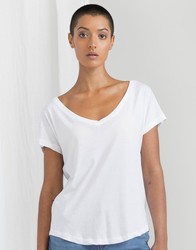 T-shirt ample à col en V pour femme