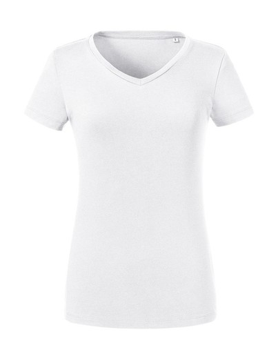 T-shirt bio à col en V pur pour femme