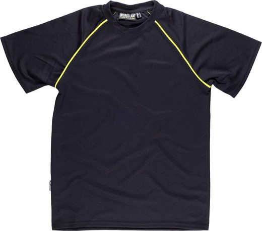 Camiseta servicios de manga corta Negro Amarillo