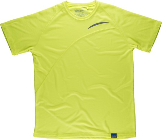 Camiseta técnica en colores flúor de manga Amarillo