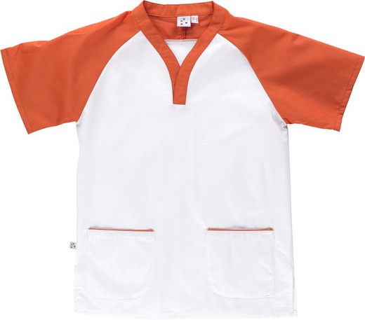 Two-tone jacket with short ranglan sleeves and two pockets White Orange