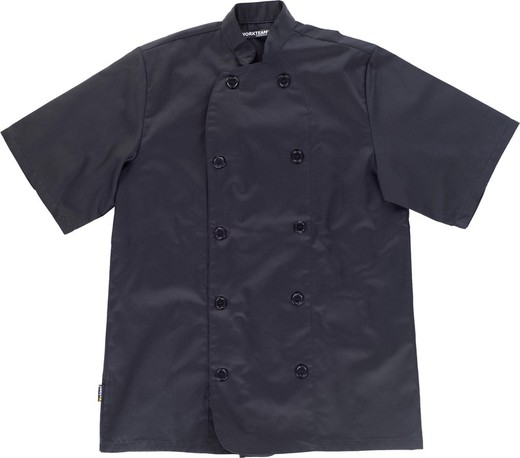 Kitchen jacket with button closure and short sleeves Black