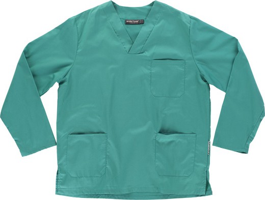 V-neck long-sleeved sanitary jacket, one chest bag, two low bags Green