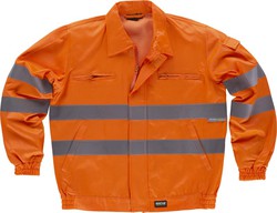 High visibility jacket with reflective tapes EN471 zipper, 2 chest bags Orange AV