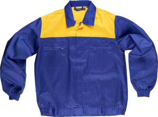 Combined yoke jacket, nylon zippers and two chest bags Azulina Yellow