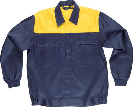 Combined yoke jacket, nylon zippers and two chest bags Navy Yellow