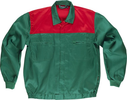 Combined yoke jacket, nylon zippers and two chest bags Green Red