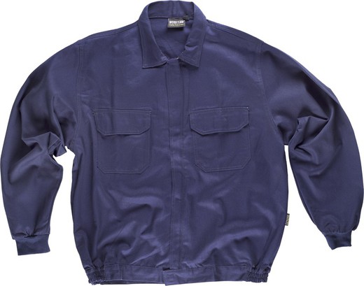 Jacke mit verdecktem Metallreißverschluss und zwei Brusttaschen mit Klappen aus 100% Navy Cotton