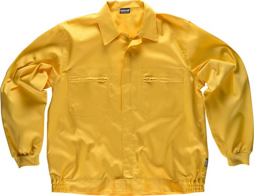 Jacket with nylon zippers, elastic waist and two chest bags Yellow