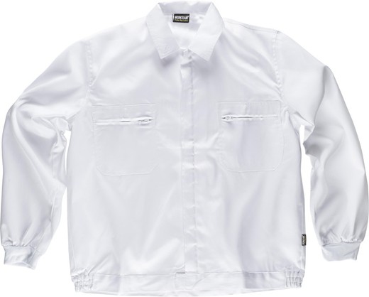 Jacke mit Nylonreißverschlüssen, elastischer Taille und zwei Brusttaschen Weiß