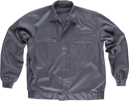 Jacke mit Nylonreißverschlüssen, elastischer Taille und zwei Brusttaschen Grau